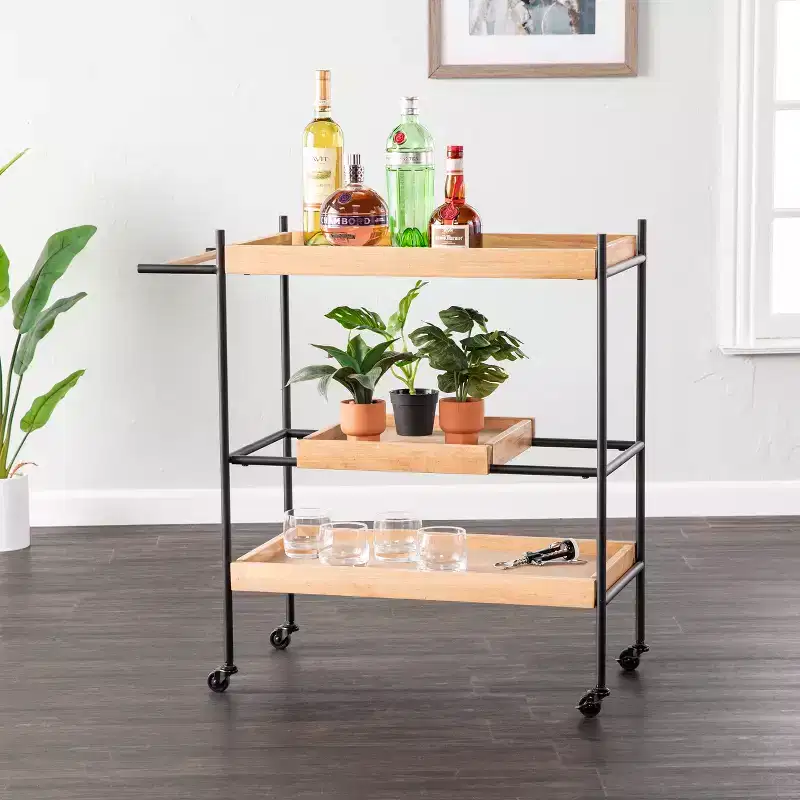 Claverdon Rolling Bar Cart - Natural - SEI