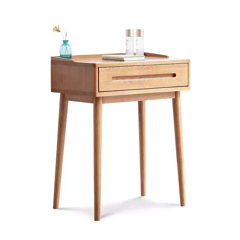 Modern Wooden Dressing Table with Storage Drawers, Removable Shelves, and Raised EdgesMinimalist Design for Living Rooms