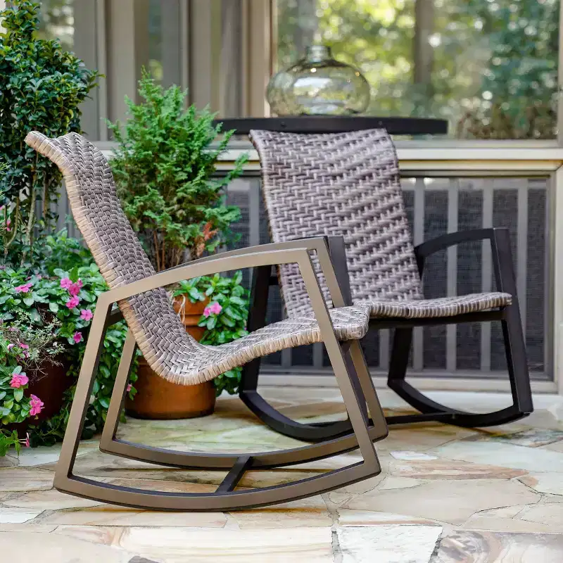 Leisure Made 2pc Marion Wicker Rocking Chairs