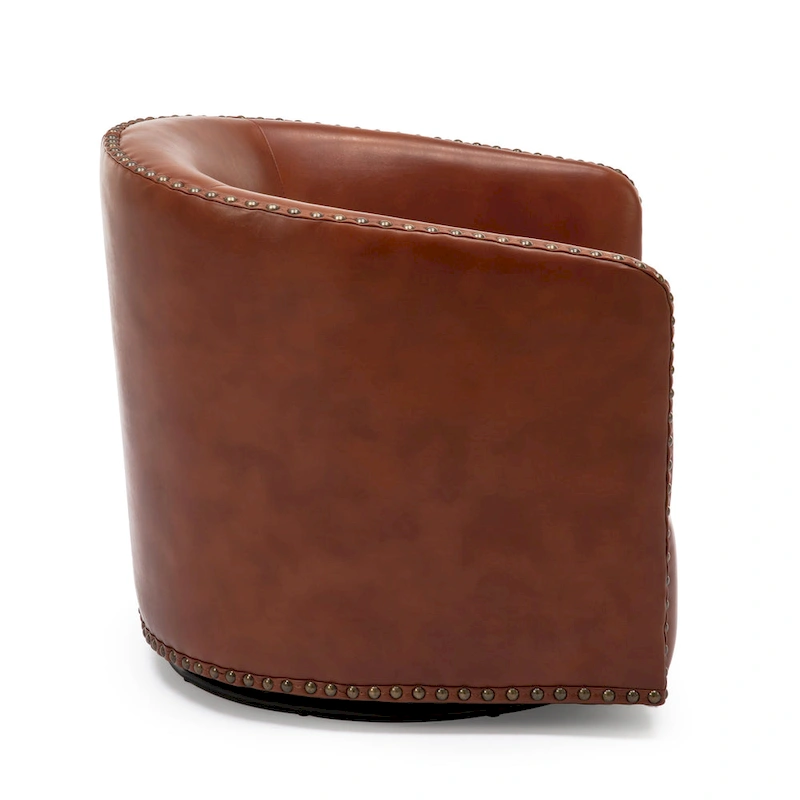 Truman Faux Leather Swivel Arm Chair with Nailhead Trim by Greyson Living
