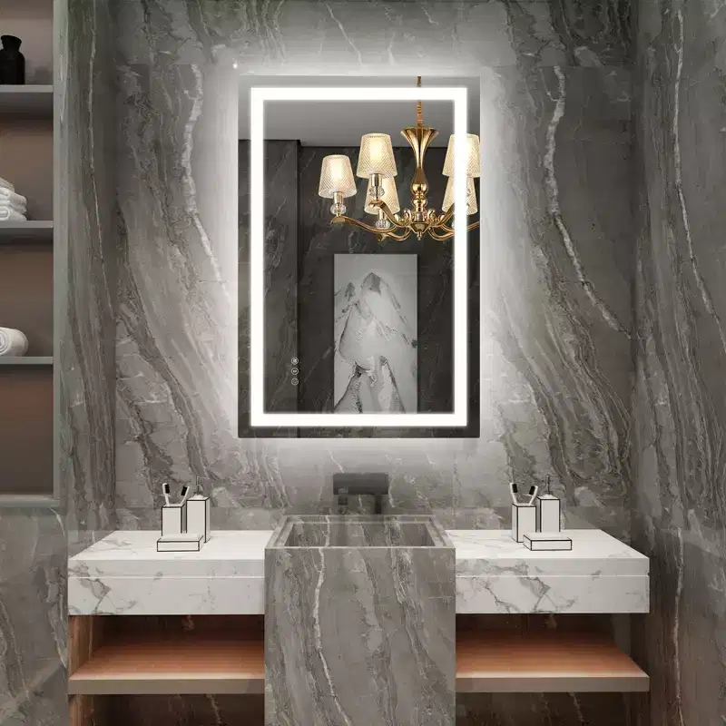 SUMERAIN 24x36 Wall Vanity Mirror Tempered Glass, Anti-Fog ETL Bathroom Mirror Smart Memory Setting