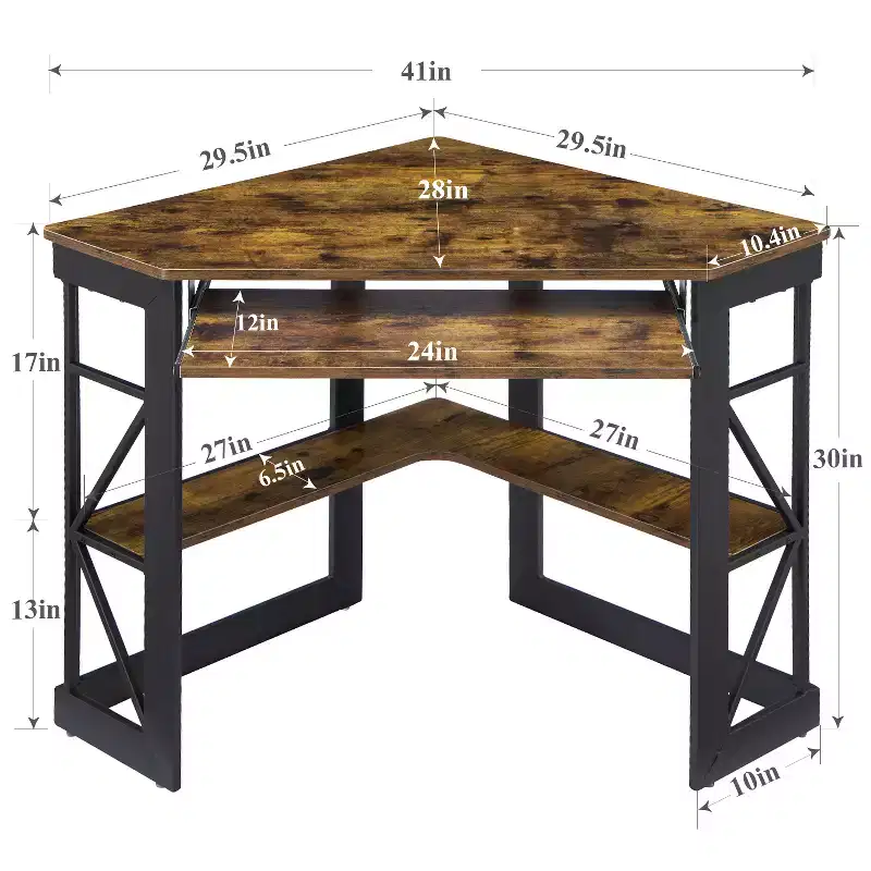 Corner Computer Desk with Charging Station – Multiple Colors, 1 Person