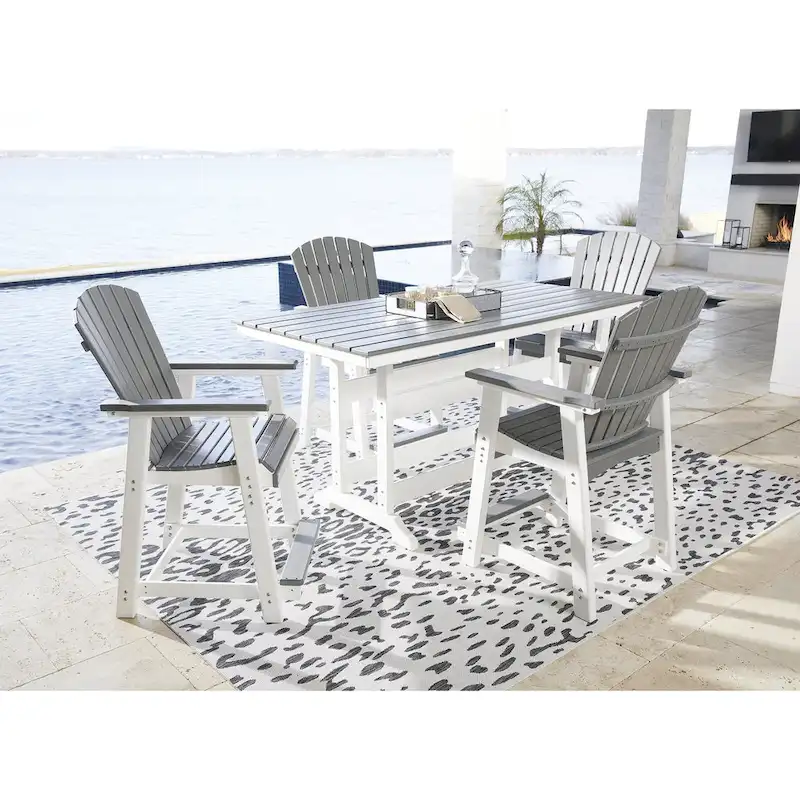 Signature Design by Ashley Transville White/Gray 5-Piece Outdoor Dining Package - 71.75 W x 37.5 D x 37 H