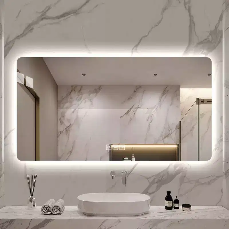 48 x 24 Inch LED Backlit Bathroom Mirror with Dimmable Light and Anti-Fog Function