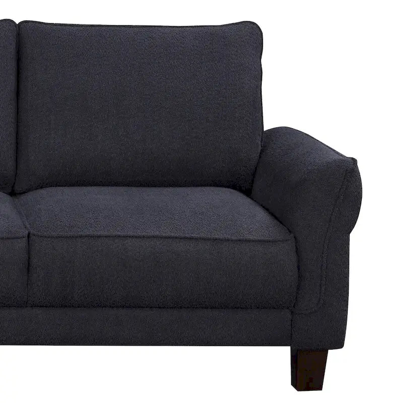 Belle Black Sherpa Sectional Sofa with Left-facing Chaise - 96W x 59D x 34.5H