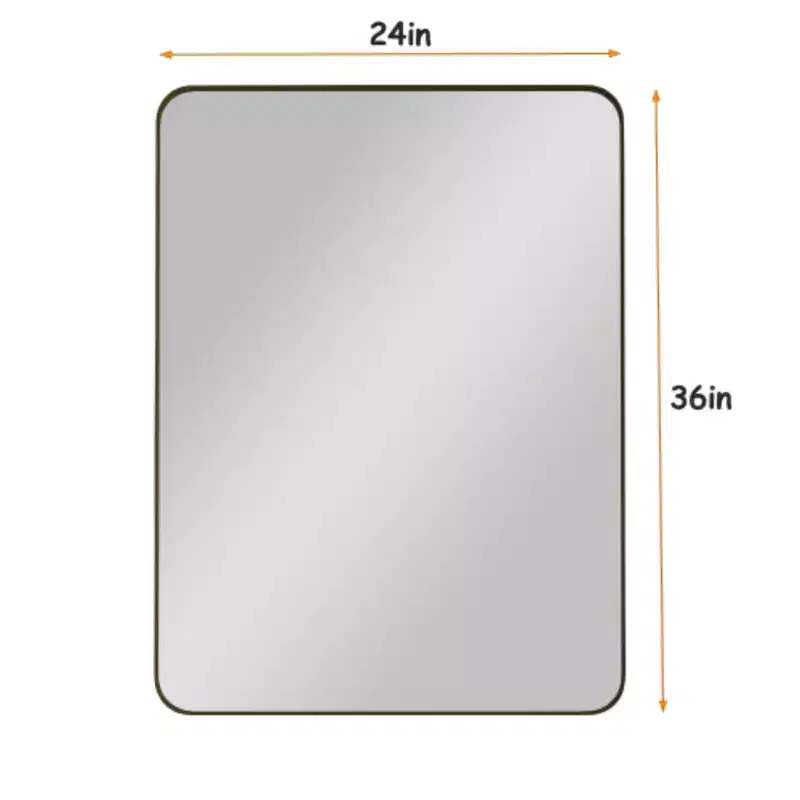24x36 Black Rectangular Wall Mirror with Metal Frame