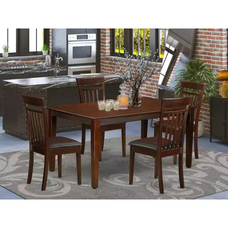 Mahogany Rectangle Dining Table Set, Seats 4, 5-Piece