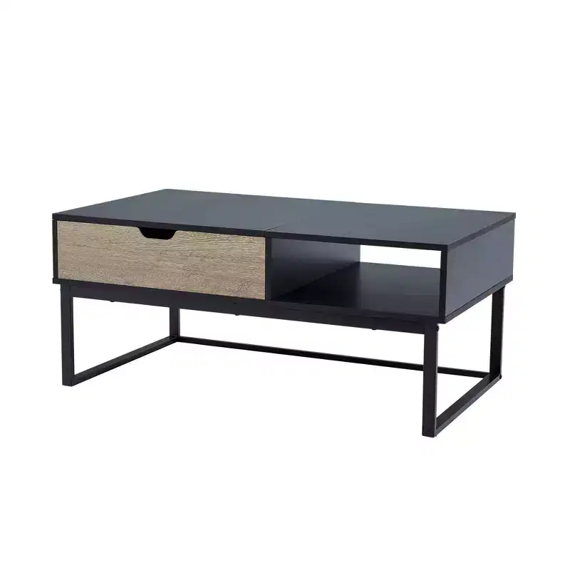 Bryson Two-Tone Lift Top with Storage Coffee Table Black - Teamson Home: Modern Home Office Desk