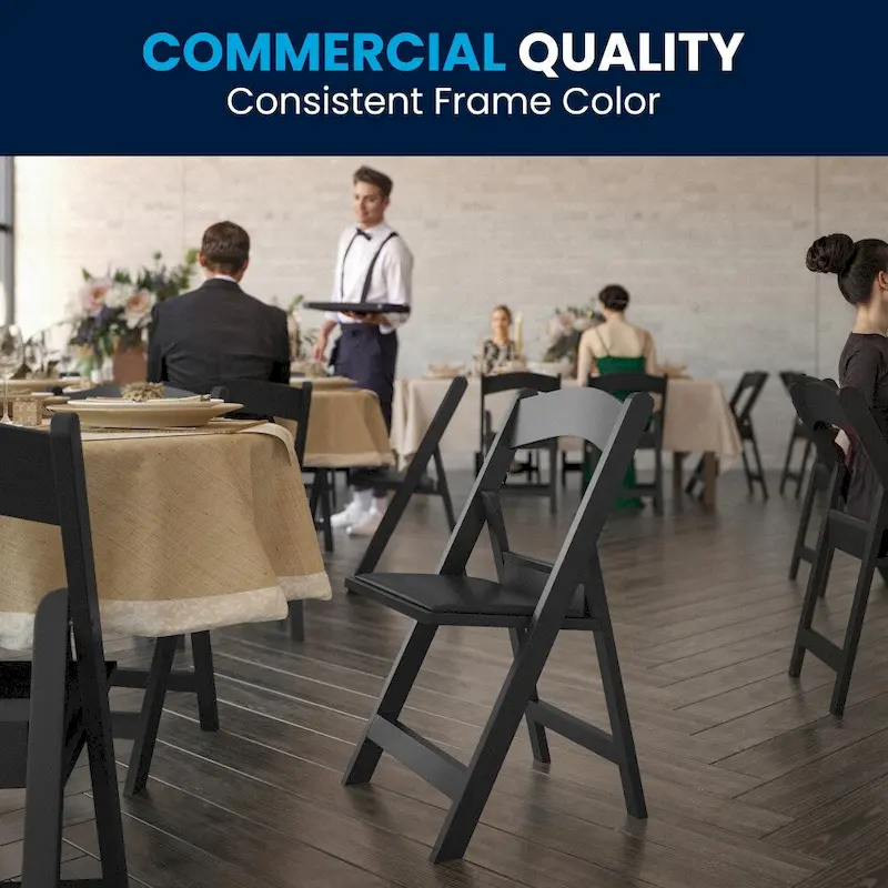 Lightweight Resin Folding Chairs with Vinyl Seats (Set of 4)