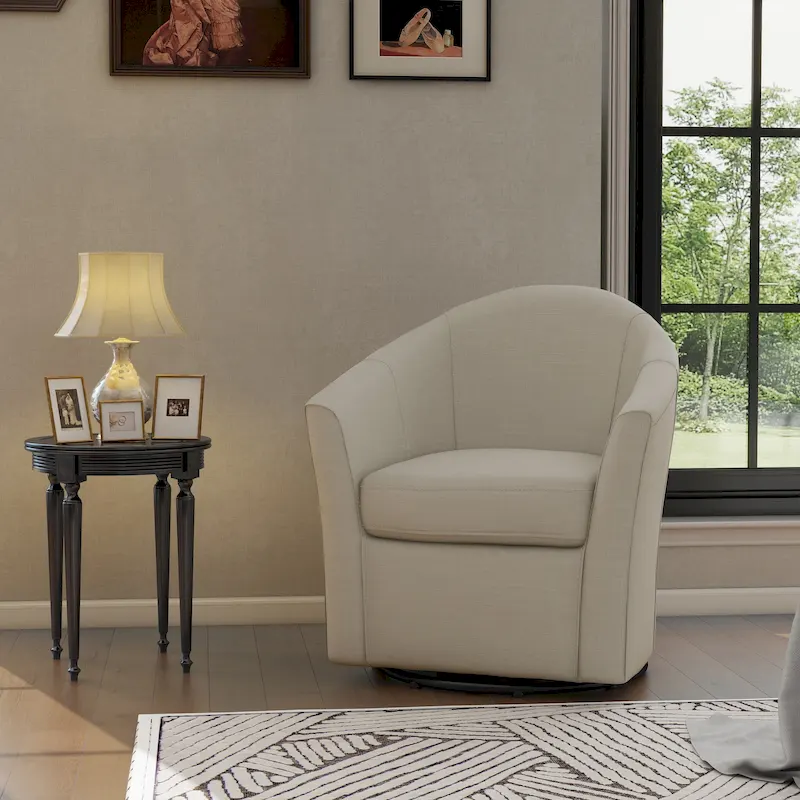 Modern Upholstered Swivel Barrel Chair Living Room Accent Chair