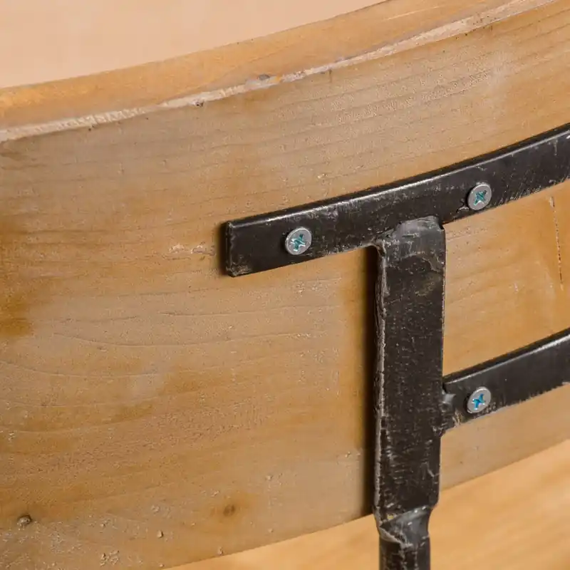 Barstool With Adjustable Height, Fir Wood Seat, Metal Frame
