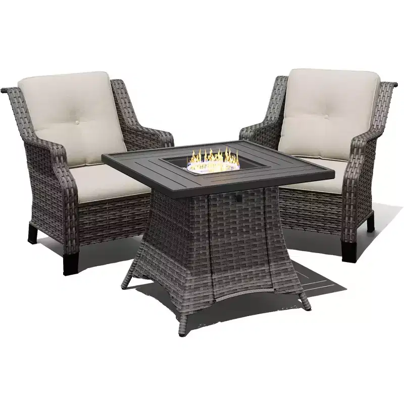 UPTIOT Outdoor Fire Pit Set with Modular Lounge Chairs