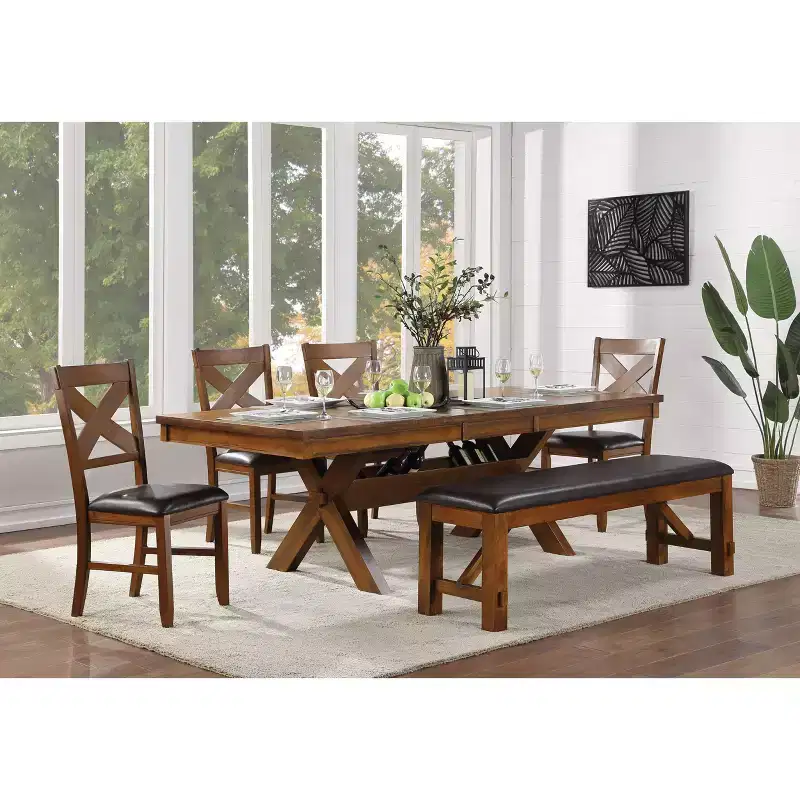 Acme Furniture Set of 2 Apollo Side Dining Chair Walnut & Espresso Faux Leather: Rubberwood Frame, Foam Fill