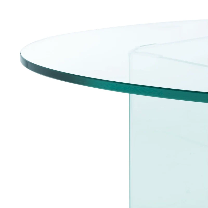 Oval Tempered Glass Coffee Table with Open Pedestal Base – 47
