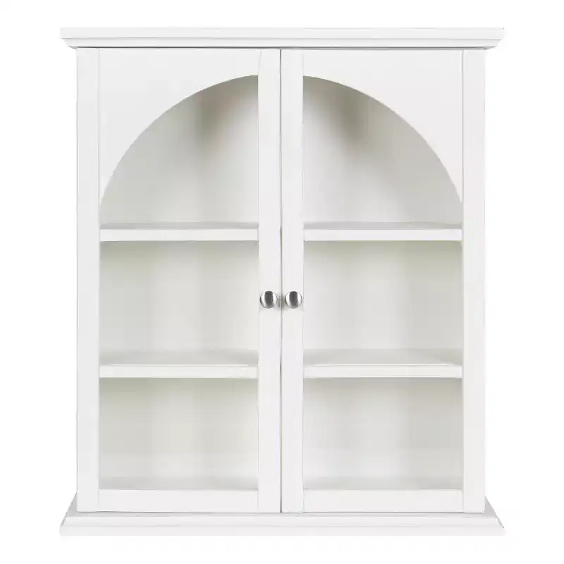 Kate and Laurel Walsted Decorative Wood Arch Cabinet, 24x8x28, White