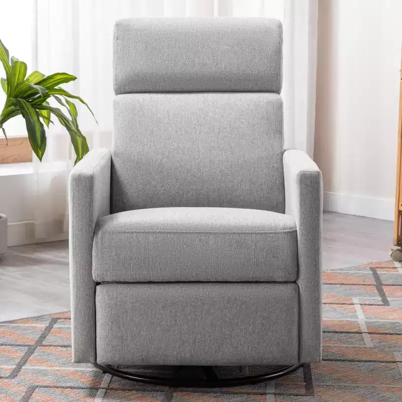 25.5W Rocker Recliner Swivel Chair, Modern Upholstered Accent Seating Nursery Chair Glider Chair for Living Room Bedroom-ModernLuxe