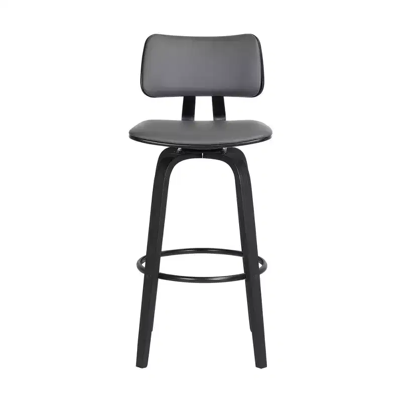 Modern Faux Leather and Wood Swivel Bar Stool