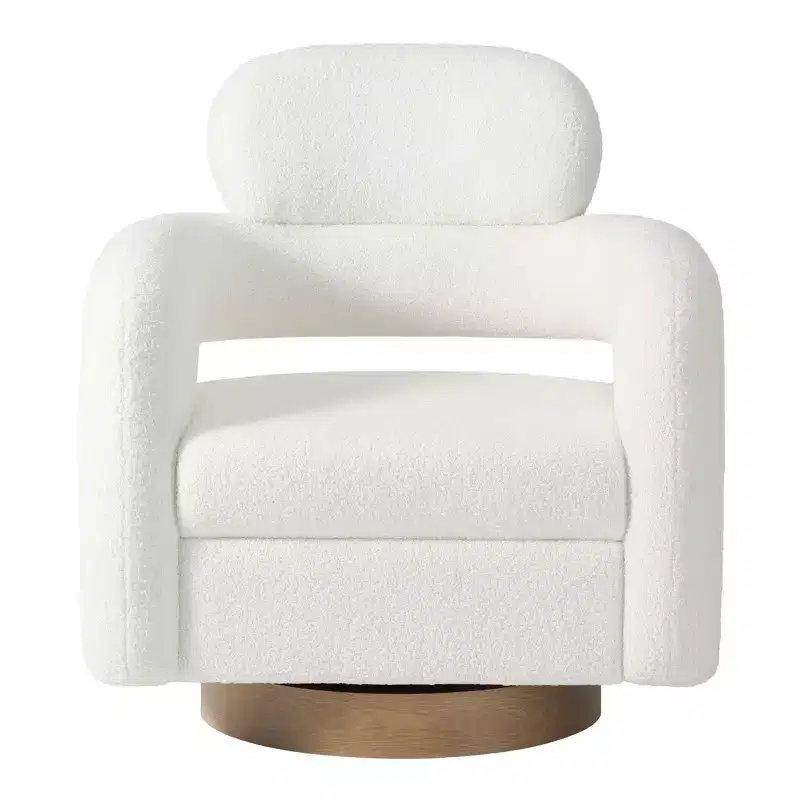 WestinTrends Alexandria Mid-Century Modern Faux Shearling Swivel Barrel Accent Chair