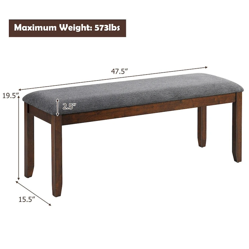 Upholstered Entryway Bench Footstool with Wood Legs - 47.5 x 15.5 x 19.5 (L x W x H)