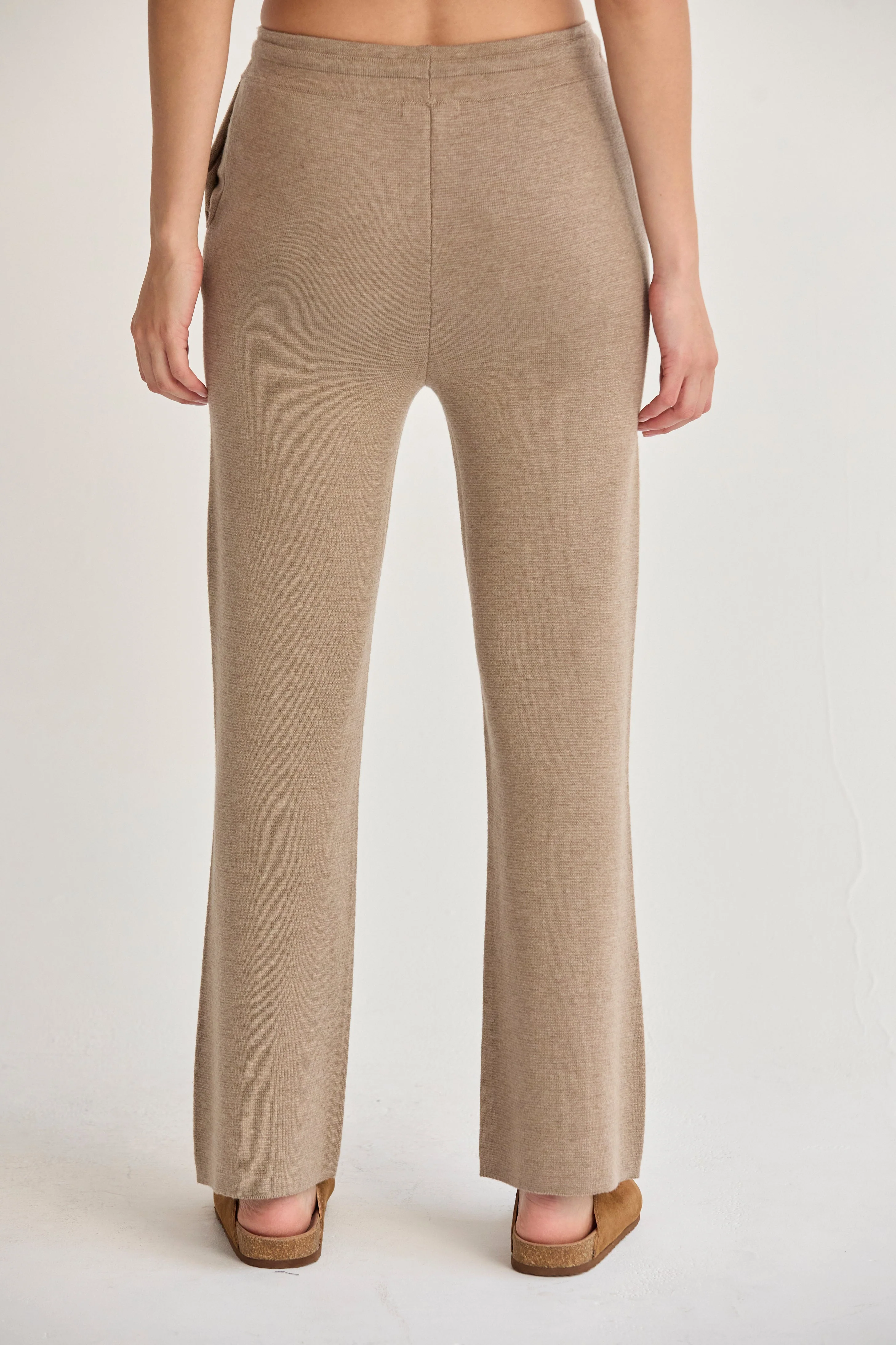 Lounge Sweater Knit Wide Leg Flare Pants with Drawstring Waist