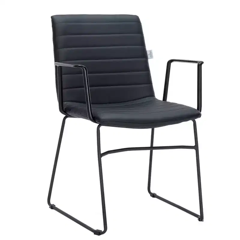 Ergonomic Office Chair Upholstered in Leather/Polyester with Powder-Coated Stainless Steel Frame Padded Seat and Back