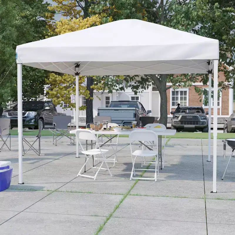 Flash Furniture Portable Tailgate/Event Tent Set - 10'x10' Pop Up Canopy Tent, 6-Foot Bi-Fold Table, Set of 4 Folding Chairs