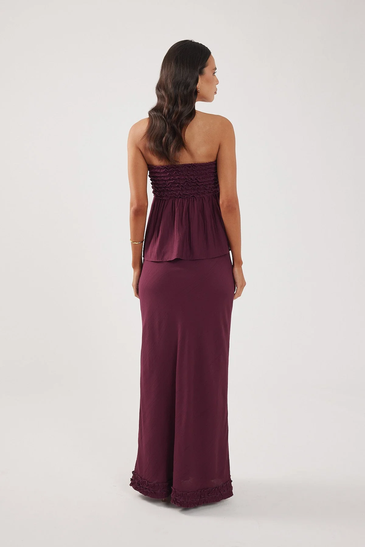 Frill Maxi Skirt Plum