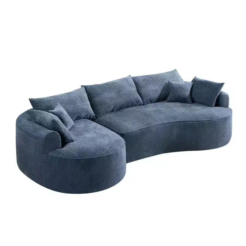 Clihome High-Resilience Chenille Boneless Sofa - 124.5 Modern Compressed Couch for Living Room