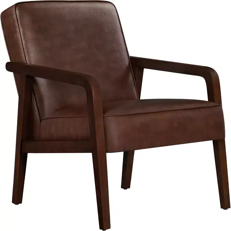 Modern Faux Leather Upholstered Accent Chair Armchair