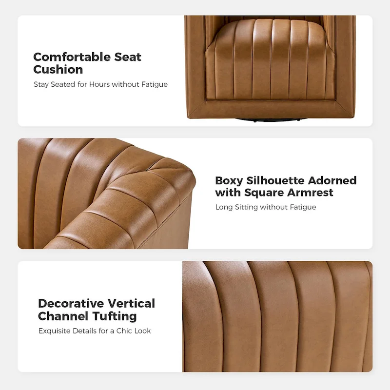Esteban Modern Leather Upholstered Swivel Barrel Chair Set of 2 by HULALA HOME