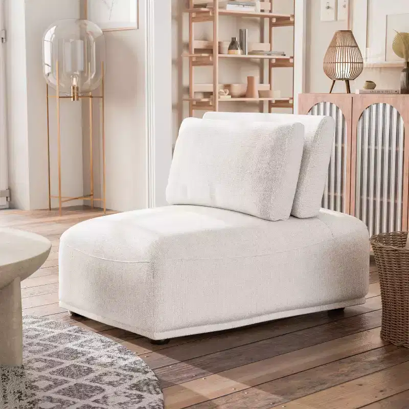 HOMES: Inside + Out Povoa Modern Modular Armless Chair Chenille with Extendable Backrest