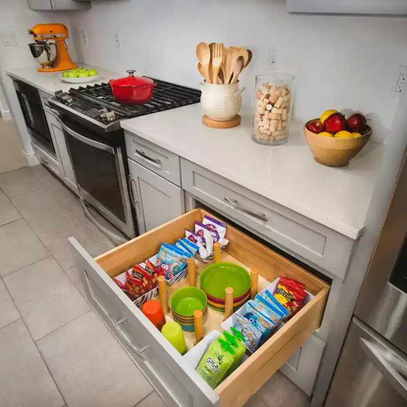 Pegboard Drawer Divider Organizer, Trim to Fit Wooden Kitchen Cabinet Storage