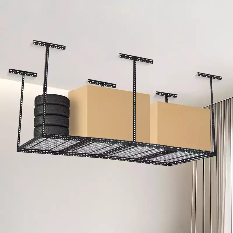 4x6 Overhead Garage Storage Rack  Heavy Duty Metal Ceiling Shelving, Adjustable Organization System for Garage  330lb Capacity, Easy Install