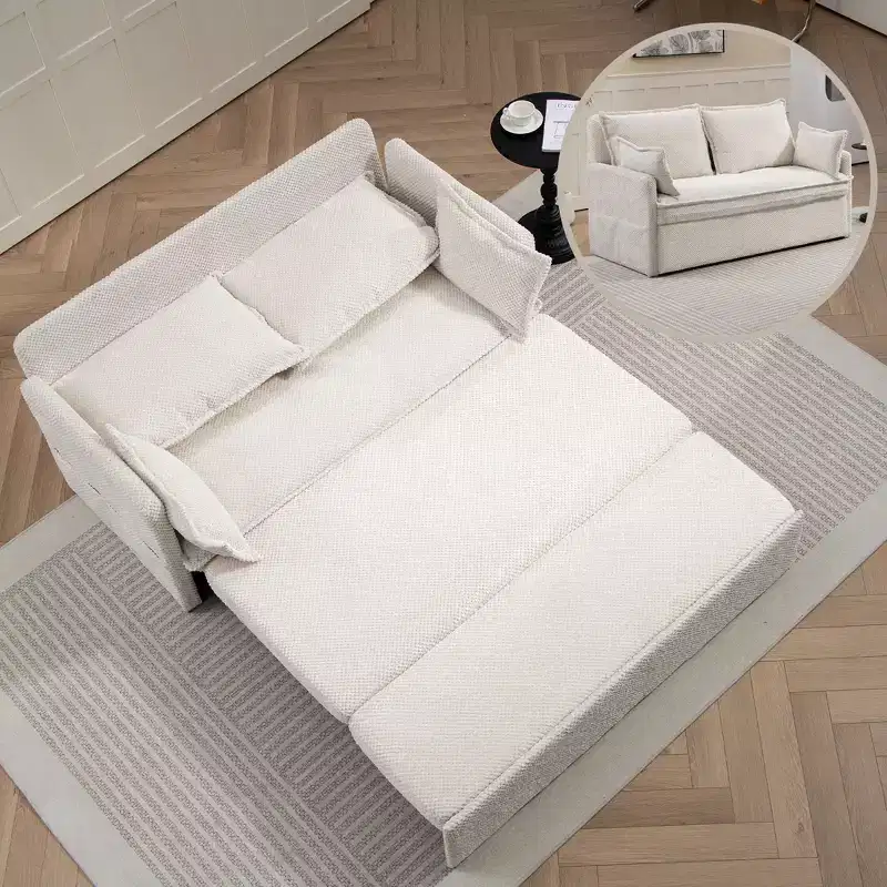 Okak Comfy Corduroy Out Sofa Bed with Side Storage Convertible Sleeper Couch Futon with USB/C-TYPE Charging Ports for Living Room