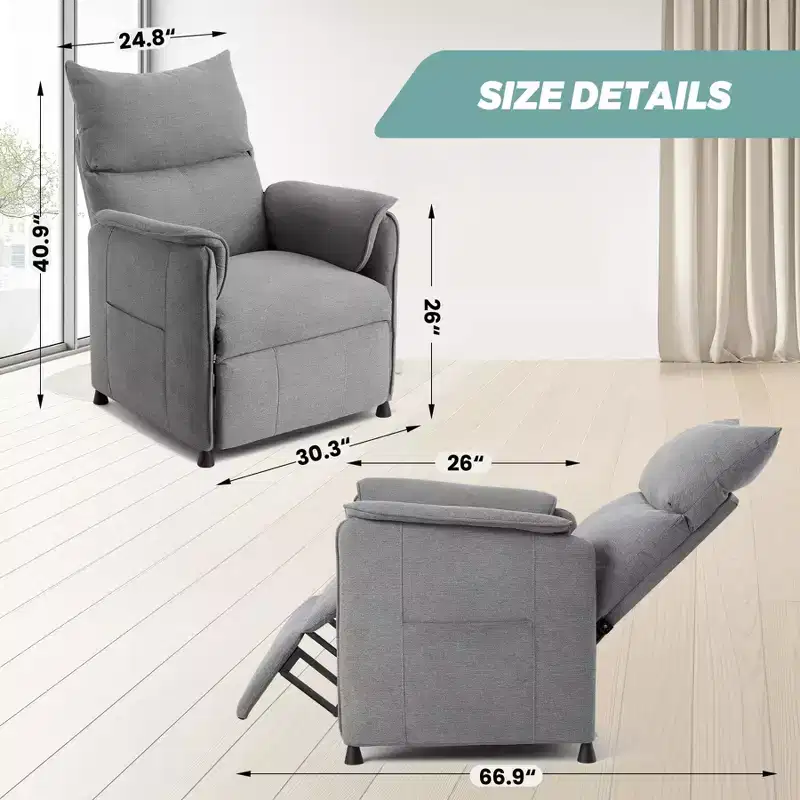 Adjustable Single Recliners Sofa, Home Seating with Remote Control with Massage and Heatsinge Office Couch for Living RoomOffice