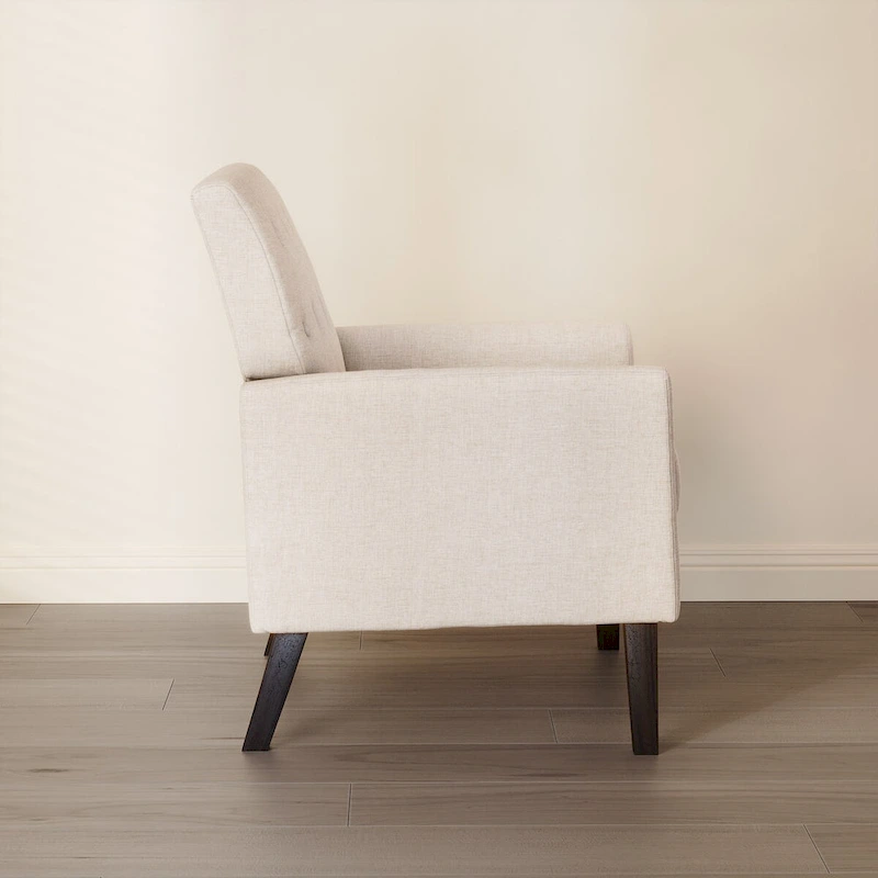LUE BONA Mid-Century Modern Upholstered Linen Fabric Button Tufted Accent Chair Set of 2 - 28.5 W X 27.25 D X 33.75 H