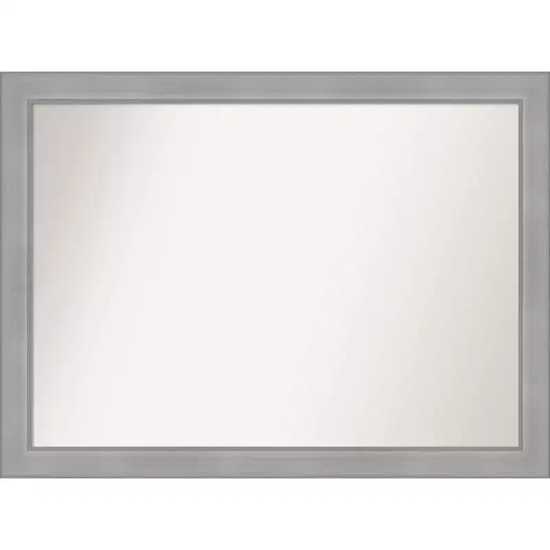 42" x 31" Non-Beveled Vista Brushed Nickel Bathroom Wall Mirror - Rectangle, Polystyrene Frame, Wall Mounted