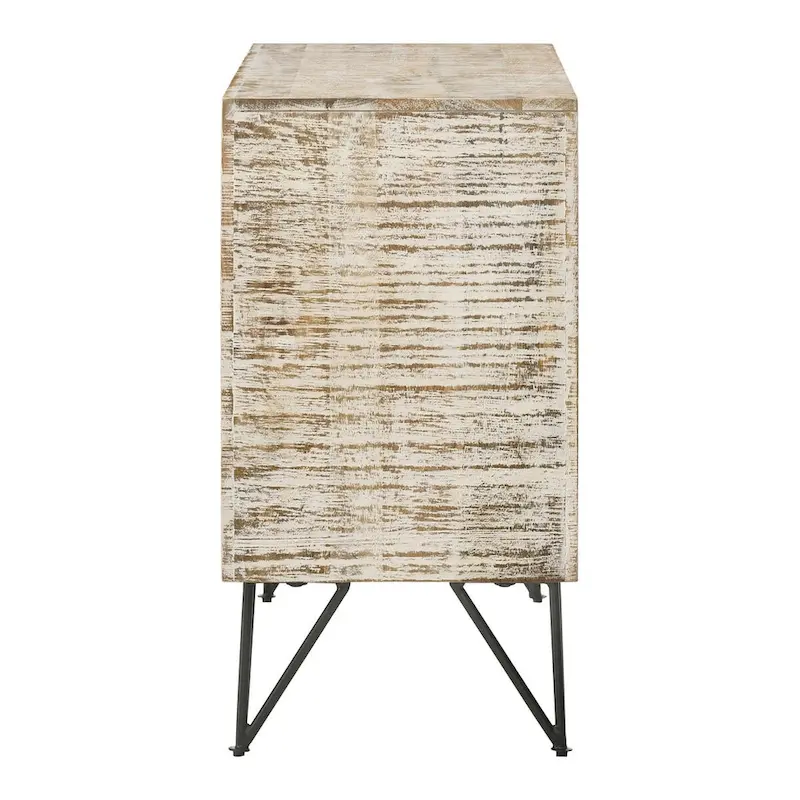 Komomo White Washed 1-Adjustable Shelf Accent Cabinet