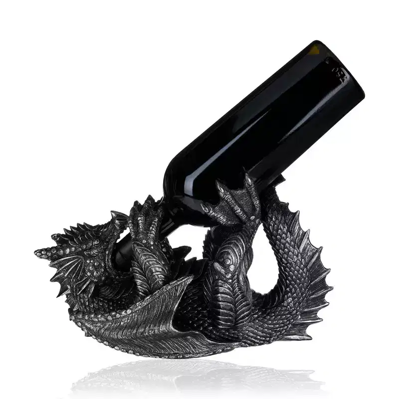 True Dragon Polyresin Wine Bottle Holder, Gothic Wine Holder, Gifts for Fantasy Fans, Game Night, Bar Decor, Holds 1 Standard Wine Bottle, Set of 1