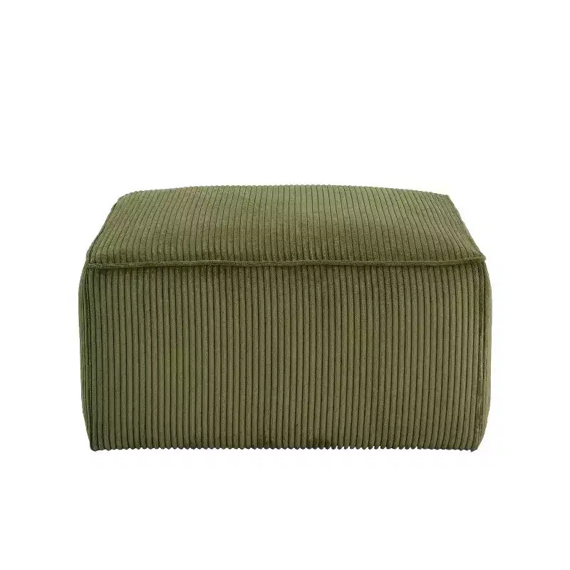 Christopher Knight Home Hayes Corduroy and Wood Square Accent Ottoman, Olive Green