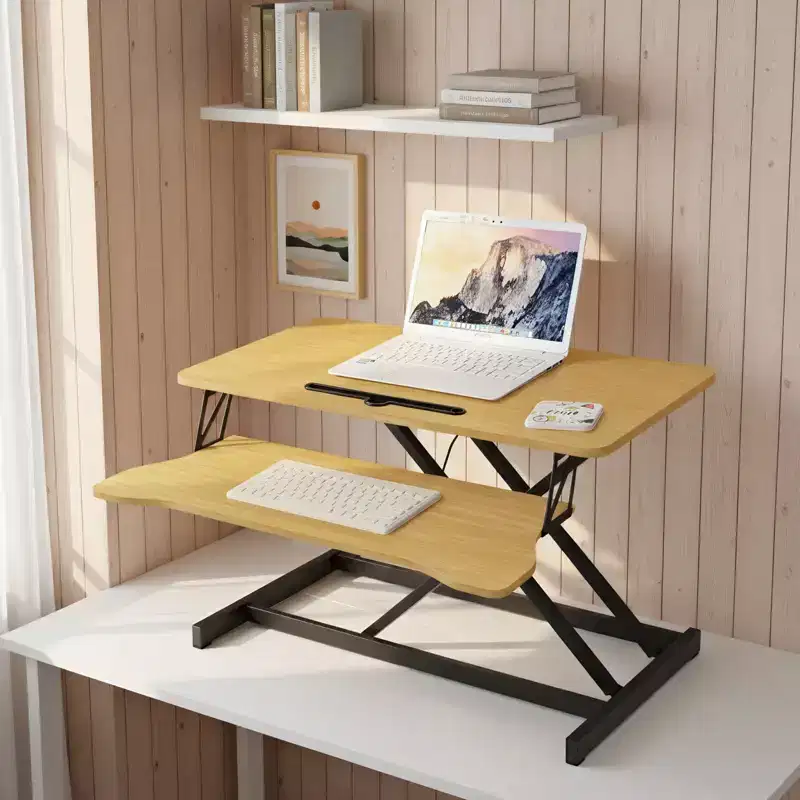 Height Adjustable Desk End Table Converter Sit Stand Workstation for Home Office Dual Monitor Laptop, Black, 32*16.5*26