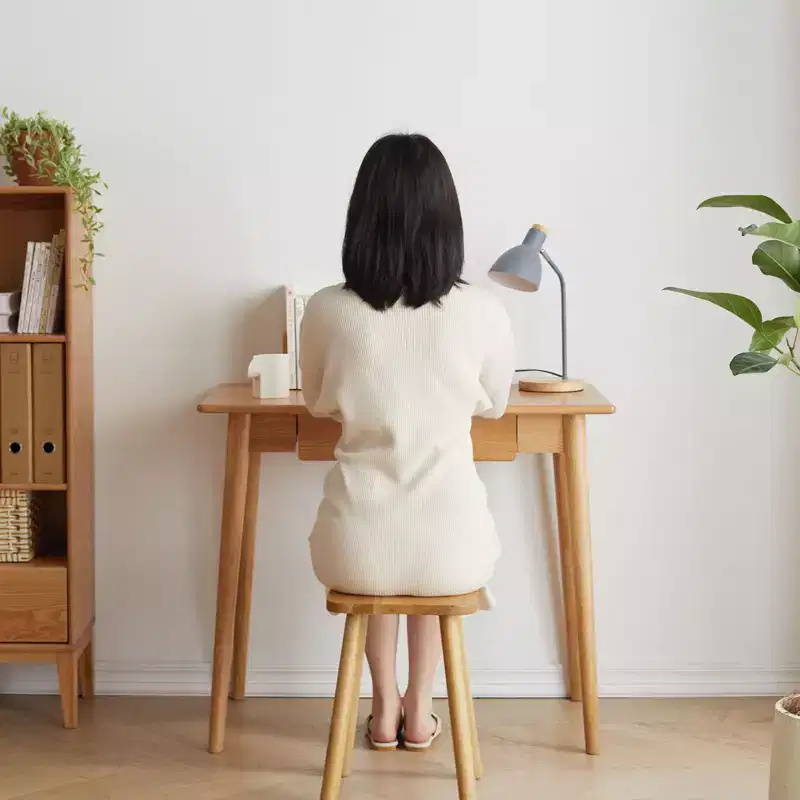 Okak 31.5/39IN Modern Solid Wood Home Office Desks, Standing Desk with 1 Drawer, Writing Desk for Living Room, Reading Room, Study