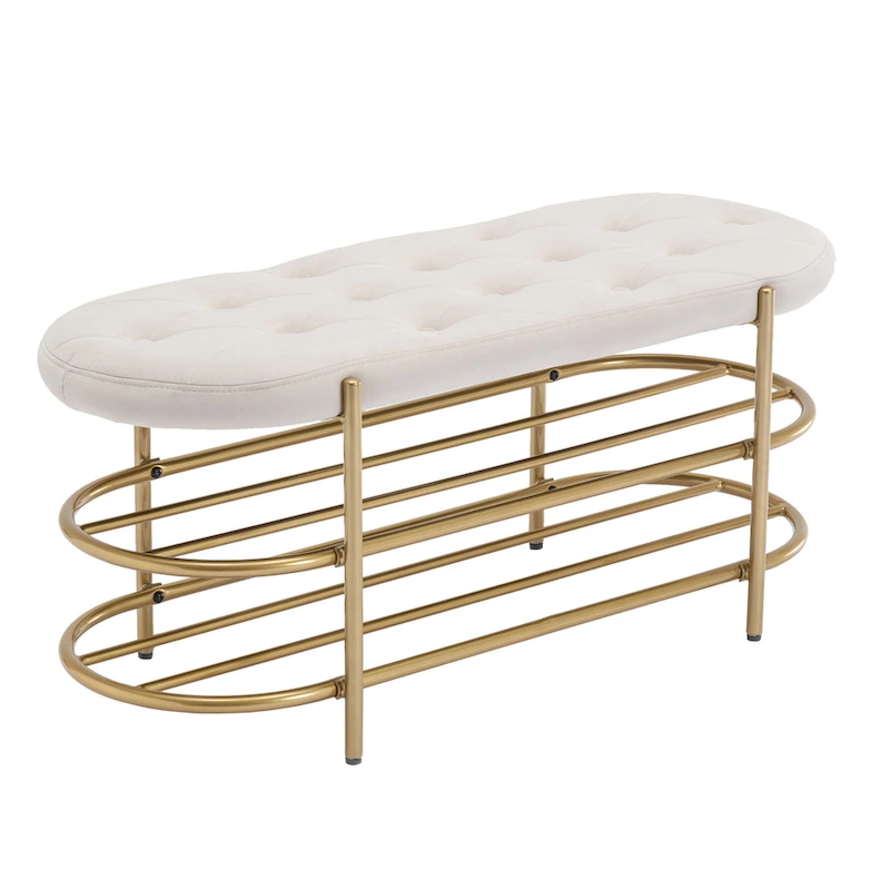 SEYNAR 40 Velvet Upholstered Living Room Bench with Double shoe rack