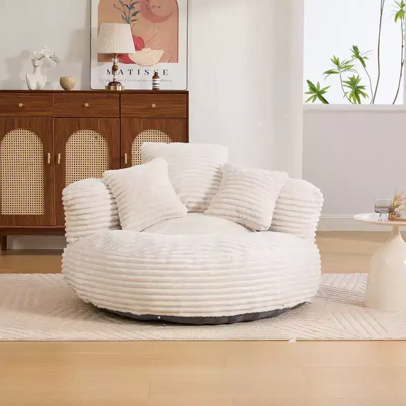 Bean Bag Sofa for Adults Kids, Oversized Corduroy Bean Bag Chair with 3 Pillows & Armrest for Living Room Bedroom