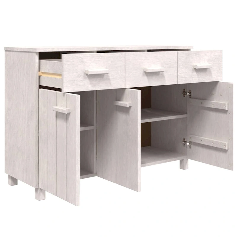 vidaXL Sideboard Bar Buffet Console Cabinet with Drawers HAMAR Solid Wood Pine - 44.5 x 15.7 x 31.5