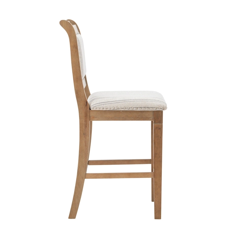 Demi Rustic Grey Solid Wood Striped 26-Inch Counter Stool