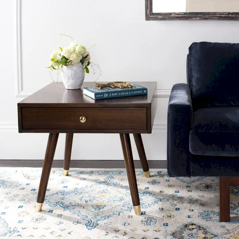 Sunny Mid-Century Gold Cap End Table - 24Wx24Dx22H