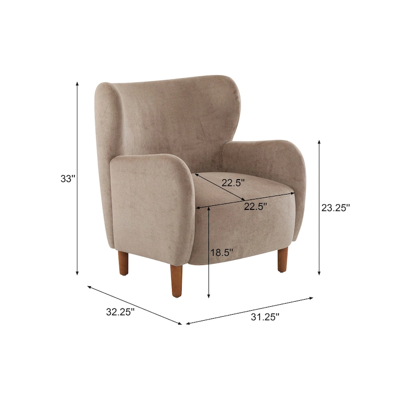 Christopher Knight Home - Parmelee Upholstered Wingback Club Chair with Plush Velvet and Solid Wood Legs