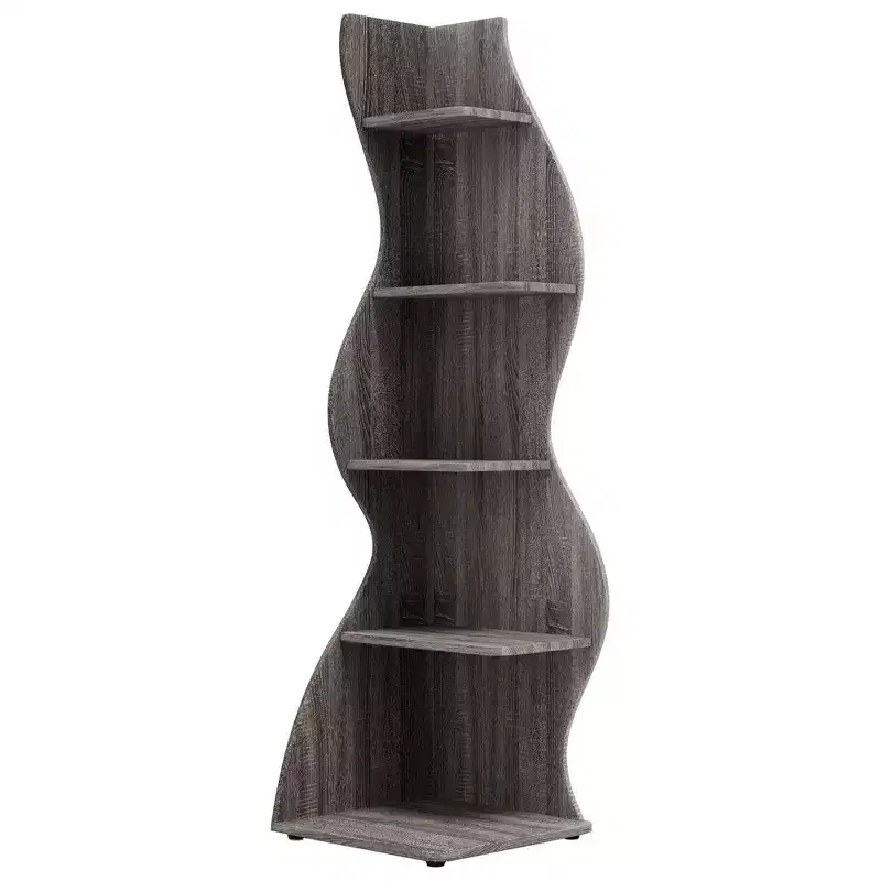 TUYOHW Wall Corner Shelf,5-Tier Floating Bookshelf for Modern Home - Space-Saving Storage & Display Unit,Gray