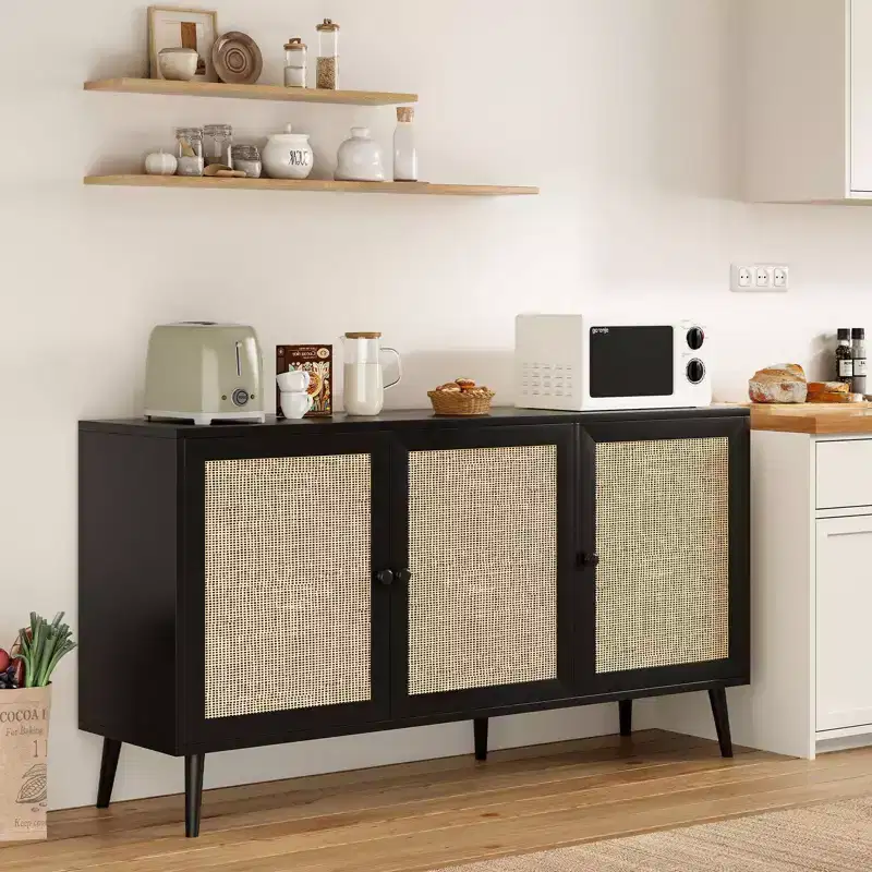 Okak Sideboard Buffet Cabinet, Accent Cabinet with 3 Doors and 3 Shelves, Storage Cabinet for Living Room, Entryway, Hallway, Office